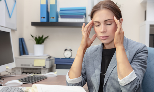 Image of a woman sitting at her computer. 